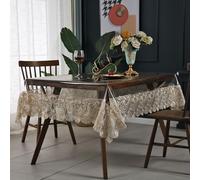 FLIPP Vinyl PVC Rectangular/Round Lace Tablecloth Autumn Transparent Tablecloth Lace Border for Christmas Autumn Kitchen Home Dining Indoor Outdoor Holiday (Color : A, Size : 150 * 250CM)