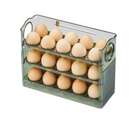Flippable Egg Holder - 3 Layer PET, Side Door Storage, Rotatable Egg Tray | Perfect For Home Kitchen Countertop Tabletop Pantry Fridge Cooling Breakfast Brunch Cooking Family Organization