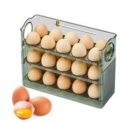 Flippable Egg Holder - Refrigerator Storage Container, PET Clear Stackable Organizer Bin for Side Door, Long-Lasting Unique Rotating Design Tray | Countertop Kitchen Dining Table Organizer