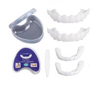 Flipped Warmth 2 Pairs Dentures False Teeth, Veneers Snap in Teeth, Veneer Teeth, Upper and Lower Fake Teeth, Temporary Cosmetic Teeth Instant Veneers Dentures Teeth for Men and Women