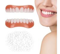 Flipped Warmth 2 Pairs Fake Teeth, Veneers Snap in Teeth, Denture Teeth Veneers, Veneers Teeth for Women And Men Cover The Imperfect Teeth