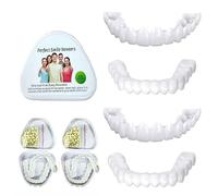 Flipped Warmth 2 Pairs False Teeth Smile Veneers Teeth Top and Bottom Fake Teeth, Cosmetic Teeth Veneers Comfort Fit Whitening Flex Denture Cover Snap on Dentures for Men and Women