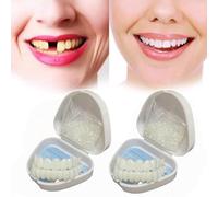 Flipped Warmth 2 Pairs Instant Veneers Fake Teeth, False Teeth Veneers Top And Bottom Snap on Dentures Temporary Dentures Cosmetic Teeth Veneer for Men And Women