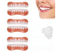 Flipped Warmth 3 Pairs Veneers Teeth, False Teeth Set Clip in Veneers Teeth, Fake Teeth Veneers, Missing Tooth Replacement Kit Dentures for Men And Women
