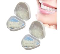 Flipped Warmth False Teeth 2 Pairs Clip in Veneers Teeth, False Teeth Veneers Top And Bottom, Clip on Veneers Snap on Veneers Teeth Top And Bottom Set, Veneers Teeth for Men Women