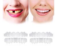 Flipped Warmth Snap on Veneers Teeth, 2 Pairs Smile Teeth Covers Instant Veneers False Teeth Veneers Top And Bottom, Temporary Dentures Veneers False Teeth, Fake Teeth for Women And Men
