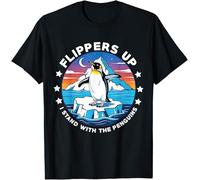 Flippers Up I Stand with The Penguins Kids Womens Mens T Shirt XXL Black