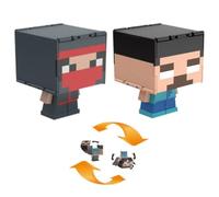 Flipping Figures,Flippin Minnecraft Action-figs Gamer Collection with 2 in 1 Fidget Play,Transforming Movie Toys Action Figure Large Heads and Pixelated Design Characters Desktop Cute Toy for Kids -A