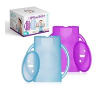 Flipping Holder 2-in-1 Food Pouch and Juice Box Holder, US Made Squeeze-Proof 2-Pack (Purple + Blue)