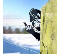 Flipping off Metal Sign, Funny Peeping Around Rooster Big-foot Animal Wall Art Ornament, Sasquatch Tree or Post Mountable Decor, Cutout Sign Art for Farmhouse, Outdoor Garden
