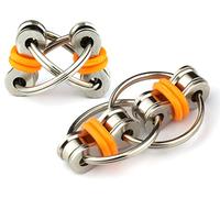 Flippy Chain Fidget Toy by Tom's Fidgets - Perfect for ADHD, Anxiety, and Autism - Bike Chain Fidget Stress Reducer for Adults and Kids (Orange 2PK)