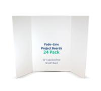 Flipside Products 36” x 48” Fade-Line White Foam Trifold Poster Board, 1/2" Subtle Grid Lines for Alignment & Visual Layouts, Arts, and Crafts, Pack of 24