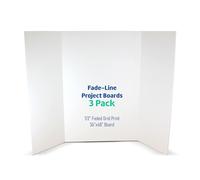Flipside Products 36” x 48” Fade-Line White Foam Trifold Poster Board, 1/2" Subtle Grid Lines for Alignment & Visual Layouts, Arts, and Crafts, Pack of 3