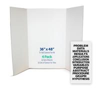 Flipside Products Science Fair Project Board Kit - 36" x 48" White Trifold Boards with Black Science Fair Title Letters - Ready-to-Use Project Display Boards - 4 Pack