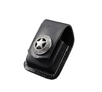 Fliptop Leather Lighter Pouch Case Holder,Kerosene Windproof Lighter Belt Case,Handmade Cowhide Lighter Holder with Pocket Belt Loop,Fits Standard Windproof Lighters (Five Star-Black)