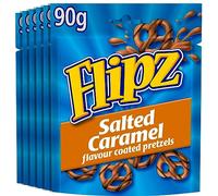 Flipz Salted Caramel Flavour Coated Pretzel Snacks, Sweet and Salty Bites, 90 g (Pack of 6)