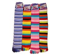 Flirt Ladies Long Multi coloured Striped Toes Socks (Blue and White)