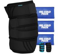 FLIRTARE Knee Brace with 3 Reusable Gel Ice Packs - Hot & Cold Compression Wrap for Pain, Swelling & Joint Support - Adjustable Cold Therapy Knee Wrap for Recovery & Comfort (Black)