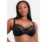 Flirtelle Swirl Balcony Bra Embroidered Underwired Lingerie In Black Black 36H