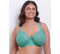 Flirtelle Viola Geo Stretch Lace Balcony Bra In Teal Teal