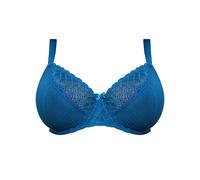 Flirtelle Women's Viola Geo Stretch Lace Balcony Bra in Blue | Size: 40FF Flirtelle Blue 40FF