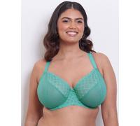 Flirtelle Women's Viola Geo Stretch Lace Balcony Bra in Teal | Size: 32K Flirtelle Teal 32K
