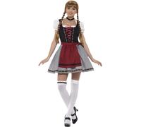 Smiffy's Costume - Flirty Fräulein Bavarian Costume, Black, Short Dress, Mock Suede Bodice & Apron