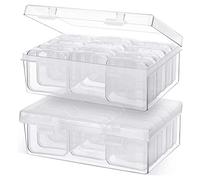 Flisdtry 24 Pcs Small Bead Organizer Bead Case Storage Organizer Diamond Art Containers Accessory Storage with 2 Pcs Hinged Lid