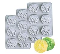 Flisdtry 3-Pack 6 Cavities Bee Silicone Soap, Flexible Baking, Ice Square, Easy Release