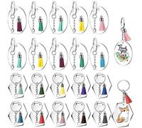 Flisdtry 30 Sets Acrylic Clear Discs Keychains Bundle with 30 Sets Acrylic Hexagon Blanks