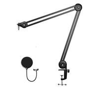 Flisdtry Heavy Duty Microphone Stand Adjustable Suspension Arm with Mic Filter for Voice Recording