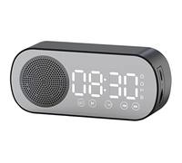 Flisdtry LED Digital Clock, for Bluetooth Speaker, FM Radio Mirror Clock, Office Travel Desk Clock (Black)