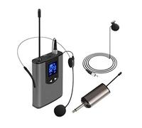 Flisdtry UHF Portable Wireless Headset/Lavalier Lapel Microphone with Bodypack Transmitter and Receiver 1/4 Inch Output, for Live Performances