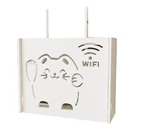 Flisdtry White Floating TV Stand, Wall-Mounted WiFi Router Bracket, Set-Top Box Streaming Media Equipment Box(Lucky Pattern)