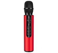 Flisdtry Wireless Bluetooth Microphone Dual Speaker Condenser Microphone Portable Karaoke Mic for Live Streaming Speech Red