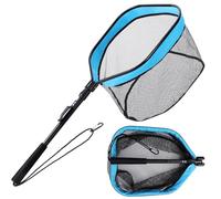 FLISSA Fishing Net with Black Hand Rope and Carabiner(Fixed Pole), Landing Nets for Fishing with EVA Foam, Aluminum Alloy Pole Handle Fishing Landing Net,Lightweight Portable for Lake,Sea, River
