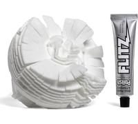 Flitz Buff Ball w/ 1.76oz Metal Polish Paste - 5in Drill Buffer Polisher Attachment for Any 3/8in Drill - Self-Cooling, Washable Polishing Ball to Buff, Shine, & Protect All Metals, Plastics (1 Pack)