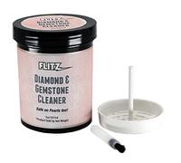Flitz Diamond and Gemstone Cleaner Dip Jar - 7oz USA-Made Gold & Sterling Silver Jewelry Cleaner Solution Dip Tool with Tray & Brush - Ring Cleaning Kit to Remove Dirt & Grime on Fine Jewelry, 7 oz (1