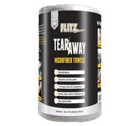 Flitz Tear Away Microfiber Towel Roll (30 Sheets) - USA-Made 12" x 12" Cloth Paper Towels - Reusable & Washable Ultra Absorbent Cleaning Cloth Roll for Cars, Kitchens, Appliances - Grey (1 Pack)