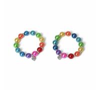 Flitzy Kids BFF Rainbow Bead Heart Charm Bracelet - Set of 2