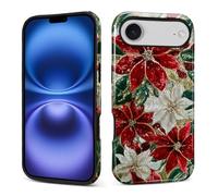 Flivro Case for iPhone 17 Air, 2 in 1 PC Hard Shell & Silicone Inner Bumper Anti-Scratch Full-Body Cover Shockproof Slim Design Christmas Florals Faux Mosaic