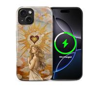 Flivro Magnetic Case for iPhone 14 iPhone 13, Compatible with Magsafe PC Hard Shell & Silicone Inner Bumper Anti-Scratch Full-Body Cover Shockproof Slim Design Red Love Goddess Faith