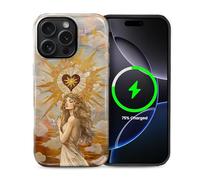 Flivro Magnetic Case for iPhone 15 Pro, Compatible with Magsafe PC Hard Shell & Silicone Inner Bumper Anti-Scratch Full-Body Cover Shockproof Slim Design Red Love Goddess Faith