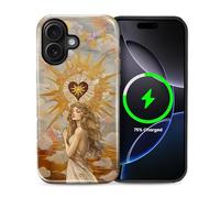 Flivro Magnetic Case for iPhone 16, Compatible with Magsafe PC Hard Shell & Silicone Inner Bumper Anti-Scratch Full-Body Cover Shockproof Slim Design Red Love Goddess Faith