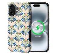 Flivro Magnetic Case for iPhone 16 Plus, Compatible with Magsafe,PC Hard Shell & Silicone Inner Bumper, Anti-Scratch Full-Body Cover Shockproof Slim Design - Elegant Art Nouveau Floral Tiles