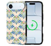 Flivro Magnetic Case for iPhone 17 Air, Compatible with Magsafe,PC Hard Shell & Silicone Inner Bumper, Anti-Scratch Full-Body Cover Shockproof Slim Design - Elegant Art Nouveau Floral Tiles