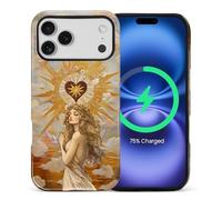 Flivro Magnetic Case for iPhone 17 Pro Max, Compatible with Magsafe PC Hard Shell & Silicone Inner Bumper Anti-Scratch Full-Body Cover Shockproof Slim Design Red Love Goddess Faith