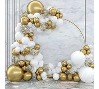 Flixcart White and Gold Balloon Arch Kit - 101 Pcs White and Gold Balloons Garland Kit with DIY tools Perfect for Engagement, Wedding, Welcome Home, Graduation & Kids Birthday Party Decoration