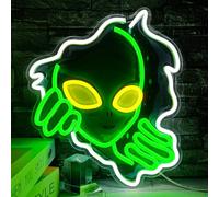 Flixyticy Alien Neon Signs for Wall Decor, LED Hanging Light Sign USB Powered Dimmable for Boys Girls Room Gameroom Wall Decor Party Holiday Birthday Gift(Alien)