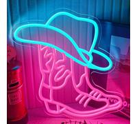 Flixyticy Cowboy Boot with Hat Neon Signs, LED Hanging Light Sign USB Powered Dimmable for Girls Room, Women Bedroom, Preppy Dorm Decoration Party Birthday Christmas Gifts (Cowboy Boot&Hat)